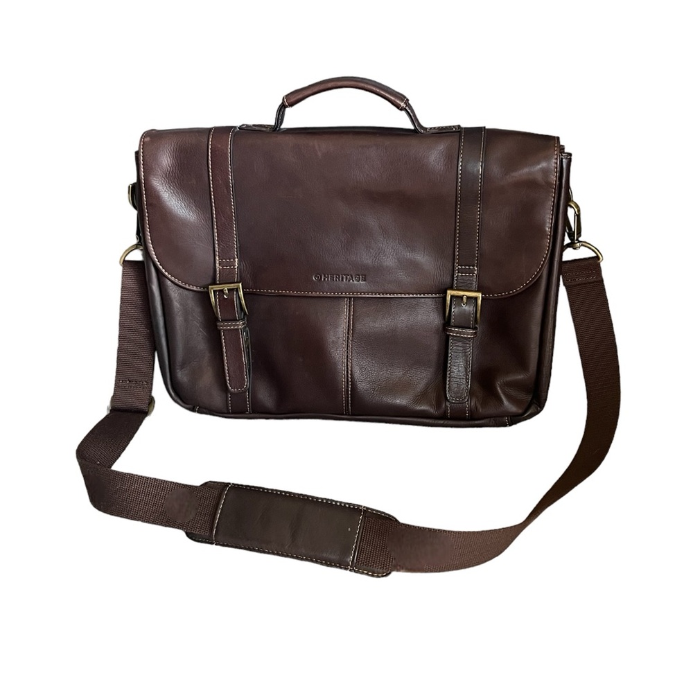 Heritage Travelware Colombian Leather Dual Compartment 16" Flapover Laptop Case